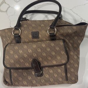 Dooney & Bourke Brown and Tan Shoulder Bag - Large Bag